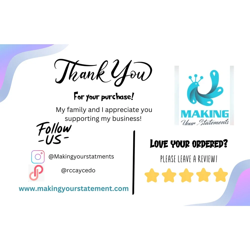 Custom Made Thank You Cards 50 Count